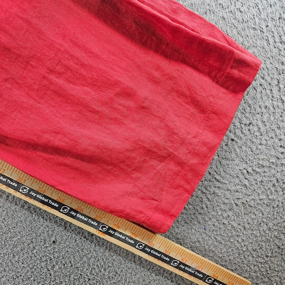 Banana Republic Red 100% Linen Straight Leg Tie Waist Pants Womens 4 High Rise - Picture 9 of 10